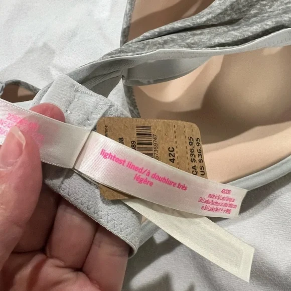 PINK VS Victoria Secret bra light grey gray lightest lined 42C - Picture 5 of 6